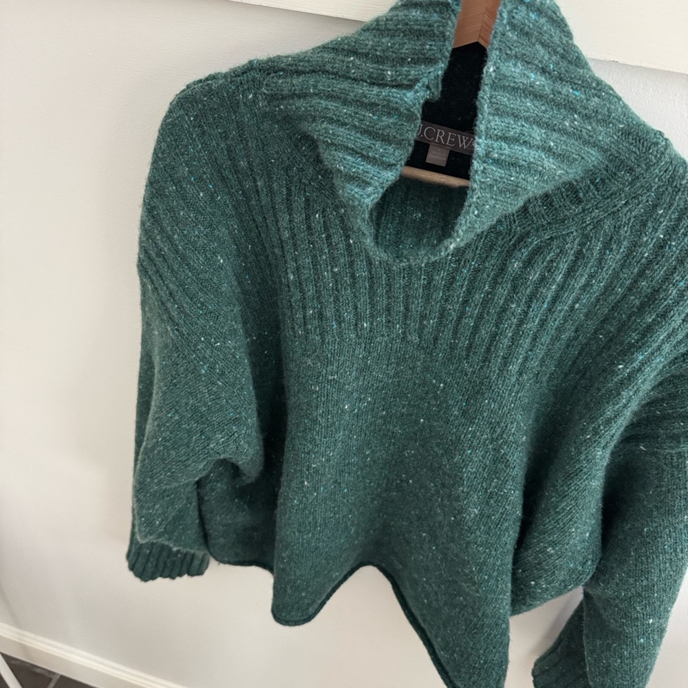 J. Crew Women's Ribbed Turtleneck Sweater Donegal Wool Blend Forrest Sprinkle L - Picture 7 of 9